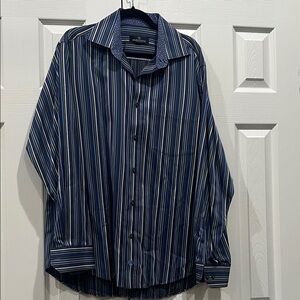 Bugatchi Men’s Long Sleeve Striped Dress Shirt